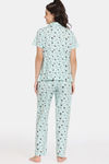 Rosaline Bon Appetit Knit Cotton Pyjama Set - Opal Blue — thumbnail 3